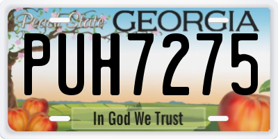 GA license plate PUH7275