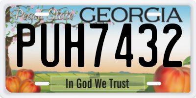 GA license plate PUH7432