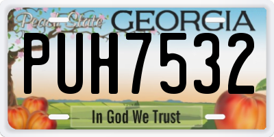 GA license plate PUH7532