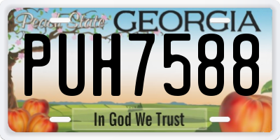 GA license plate PUH7588