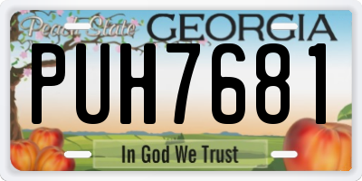 GA license plate PUH7681