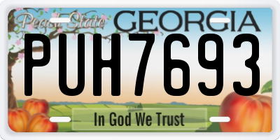 GA license plate PUH7693