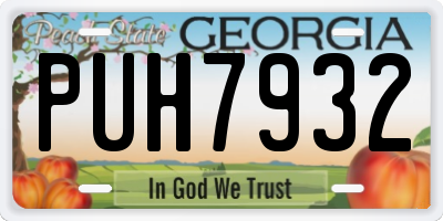 GA license plate PUH7932