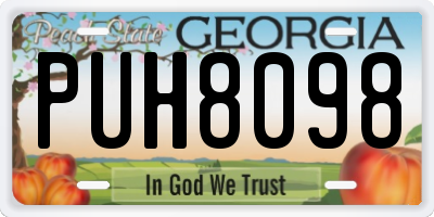 GA license plate PUH8098