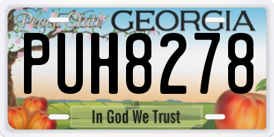 GA license plate PUH8278