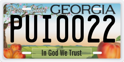 GA license plate PUI0022