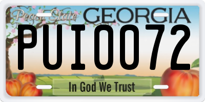 GA license plate PUI0072