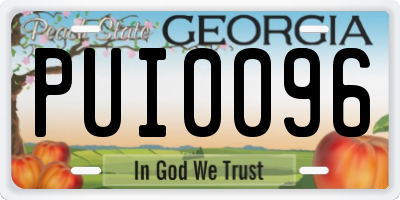 GA license plate PUI0096