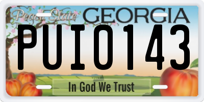 GA license plate PUI0143