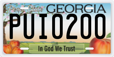 GA license plate PUI0200
