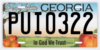 GA license plate PUI0322