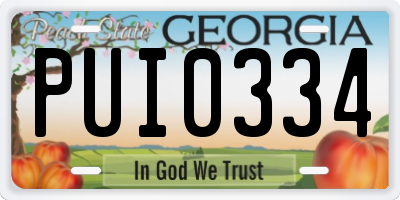 GA license plate PUI0334