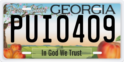 GA license plate PUI0409