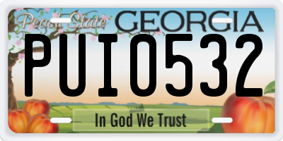 GA license plate PUI0532