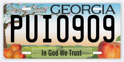 GA license plate PUI0909