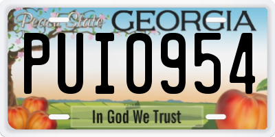 GA license plate PUI0954