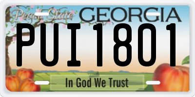 GA license plate PUI1801
