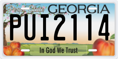 GA license plate PUI2114