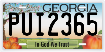 GA license plate PUI2365