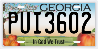 GA license plate PUI3602