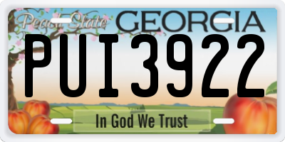 GA license plate PUI3922