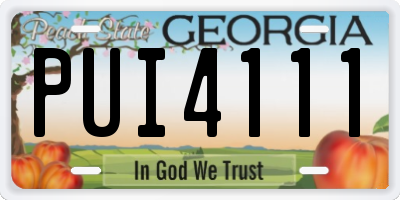 GA license plate PUI4111