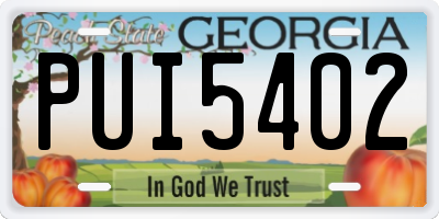 GA license plate PUI5402