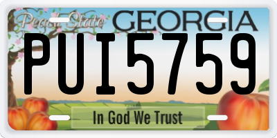 GA license plate PUI5759