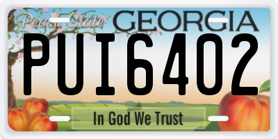 GA license plate PUI6402