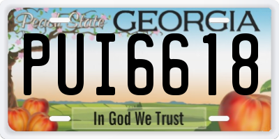 GA license plate PUI6618