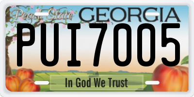 GA license plate PUI7005