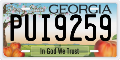 GA license plate PUI9259