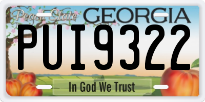 GA license plate PUI9322