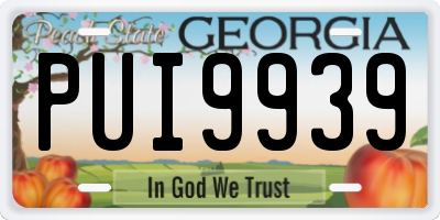 GA license plate PUI9939