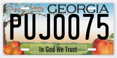GA license plate PUJ0075