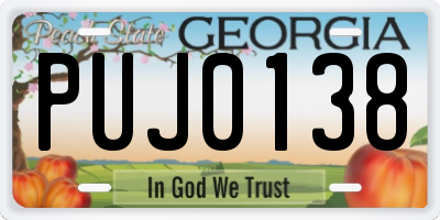GA license plate PUJ0138