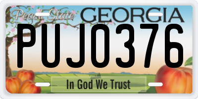 GA license plate PUJ0376