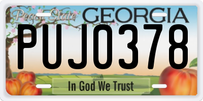 GA license plate PUJ0378