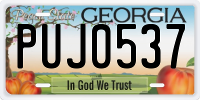 GA license plate PUJ0537