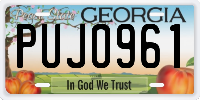 GA license plate PUJ0961