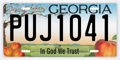 GA license plate PUJ1041