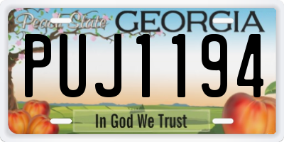 GA license plate PUJ1194