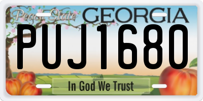 GA license plate PUJ1680