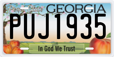 GA license plate PUJ1935