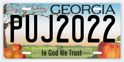 GA license plate PUJ2022