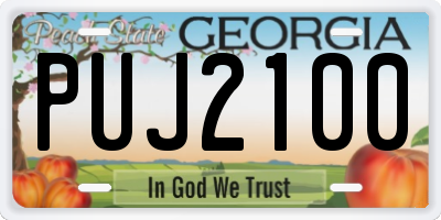 GA license plate PUJ2100