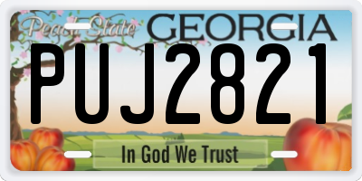 GA license plate PUJ2821