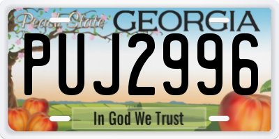 GA license plate PUJ2996