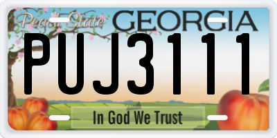 GA license plate PUJ3111