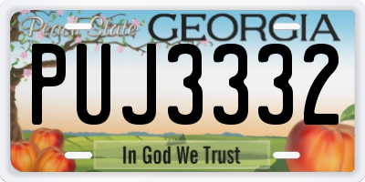GA license plate PUJ3332